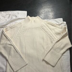 Talbots Cream Cable Knit Sweater and skirt set boho vintage vibes. Warm and cozy